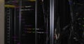 HTML code image over server racks in data center Royalty Free Stock Photo