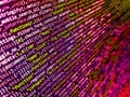 HTML code on lcd screen. Concept of security, programming and hacking, deep decryption and encryption Royalty Free Stock Photo