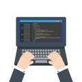 HTML code website. Laptop coding, programming concept. Royalty Free Stock Photo