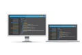 HTML code website. Laptop, desktop coding, programming concept. Royalty Free Stock Photo