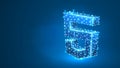 HTML coding language sign. Device, programming, developing concept. Abstract, digital, wireframe, low poly mesh, vector Royalty Free Stock Photo
