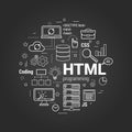 HTML coding linear concept on black Royalty Free Stock Photo