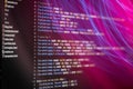 HTML and CSS code and colorful light effects. Royalty Free Stock Photo