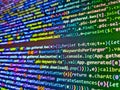 HTML and CSS code developing screenshot. Mining Cryptocurrency process program on display PC. Source code close-up. Trendy design Royalty Free Stock Photo