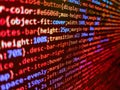 HTML and CSS code developing screenshot. Modern web network and internet telecommunication technology. New technology revolution.