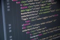 HTML, CSS, Javascript programming language web code. Code syntax closeup. Programming concept. Technology concept Royalty Free Stock Photo