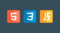 HTML5 CSS3 JS icon set. Web development logo icon set of html, css and javascript, programming symbol