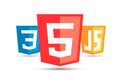 HTML5 CSS3 JS icon set. Web development logo icon set of html, css and javascript, programming symbol Royalty Free Stock Photo