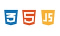 HTML5 CSS3 JS icon set. Web development logo icon set of html, css and javascript, programming symbol Royalty Free Stock Photo