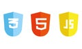 HTML5 CSS3 JS icon set. Web development logo icon set of html, css and javascript