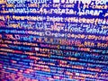 HTML CSS3 source code on lcd screen with black background. Programmer occupation. Modern tech. Digital technology modern Royalty Free Stock Photo