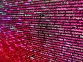 HTML CSS3 source code on lcd screen with black background. Programming code abstract technology background of software developer Royalty Free Stock Photo