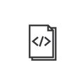 HTML Document paper outline icon. isolated note paper icon in thin line style for graphic and web design. Simple flat symbol Pixel