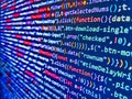 HTML5 in editor for website development. Abstract information digital technology modern background. Software background. Developer Royalty Free Stock Photo