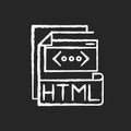 HTML file chalk white icon on black background