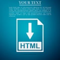 HTML file document icon. Download HTML button icon isolated on blue background Royalty Free Stock Photo