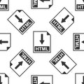 HTML file document icon. Download HTML button icon seamless pattern on white background Royalty Free Stock Photo