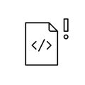 Html file and exclamation mark. Critical alert, potential issues or warnings in the web code. Pixel perfect