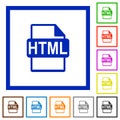 HTML file format framed flat icons