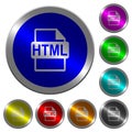 HTML file format luminous coin-like round color buttons