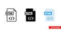 HTML file icon of 3 types. Isolated vector sign symbol.