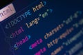 Html header markup, macro Royalty Free Stock Photo