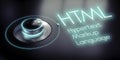 HTML, Hypertext Markup Language - rotary knob and glowing word Royalty Free Stock Photo