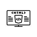 Black line icon for Html, coding and programming