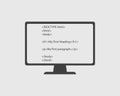 HTML Icon. HTML code in computer screen. Royalty Free Stock Photo