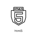 HTML5 icon. Trendy modern flat linear vector HTML5 icon on white