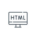 html icon vector from programming concept. Thin line illustration of html editable stroke. html linear sign for use on web and Royalty Free Stock Photo