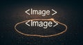 HTML Image Tag and Web Development Concept Royalty Free Stock Photo
