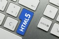 HTML5 - Inscription on Blue Keyboard Key