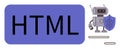 HTML Programming Concept with Robot and Cybersecurity Shield Royalty Free Stock Photo