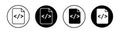 HTML Script Icon Set. Code Tag and Web Programming Vector symbol in a black filled and outlined style. Digital Creation Sign Royalty Free Stock Photo