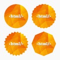 HTML sign icon. Markup language symbol.