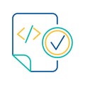 HTML tag blue and yellow thin line pictogram
