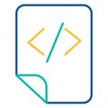 HTML tags storage blue and yellow linear icon