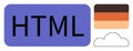 HTML Text Displayed with Cloud and Color Palette for Web Design and Coding Themes Royalty Free Stock Photo