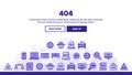 404 HTTP Error Message Vector Linear Icons Set Royalty Free Stock Photo