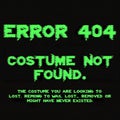HTTP error message, reading Error 404 Costume Not Found