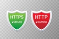 HTTP and HTTPS Protocols. Safe and Secure Wev Browsing. Vector Illustration. Royalty Free Stock Photo