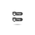 HTTP and HTTPS protocols on shield icon with shadow Royalty Free Stock Photo