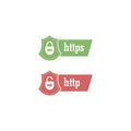 HTTP and HTTPS protocols on shield. Safe and secure icon isolated on white background Royalty Free Stock Photo