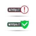 Http and https protocols on shield, on white background Royalty Free Stock Photo