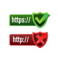 Http and https protocols on shield, on white background. Vector stock illustration Royalty Free Stock Photo