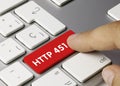 Http 451 - Inscription on Red Keyboard Key Royalty Free Stock Photo
