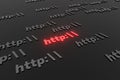 Http symbol sign on black background 3d render. Hypertext transfer protocol secure web 3