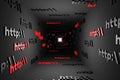 Http symbol sign in black tunnel background 3d render. Hypertext transfer protocol secure web 3