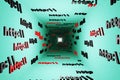 Http symbol sign in cyan tunnel background 3d render. Hypertext transfer protocol secure web 3